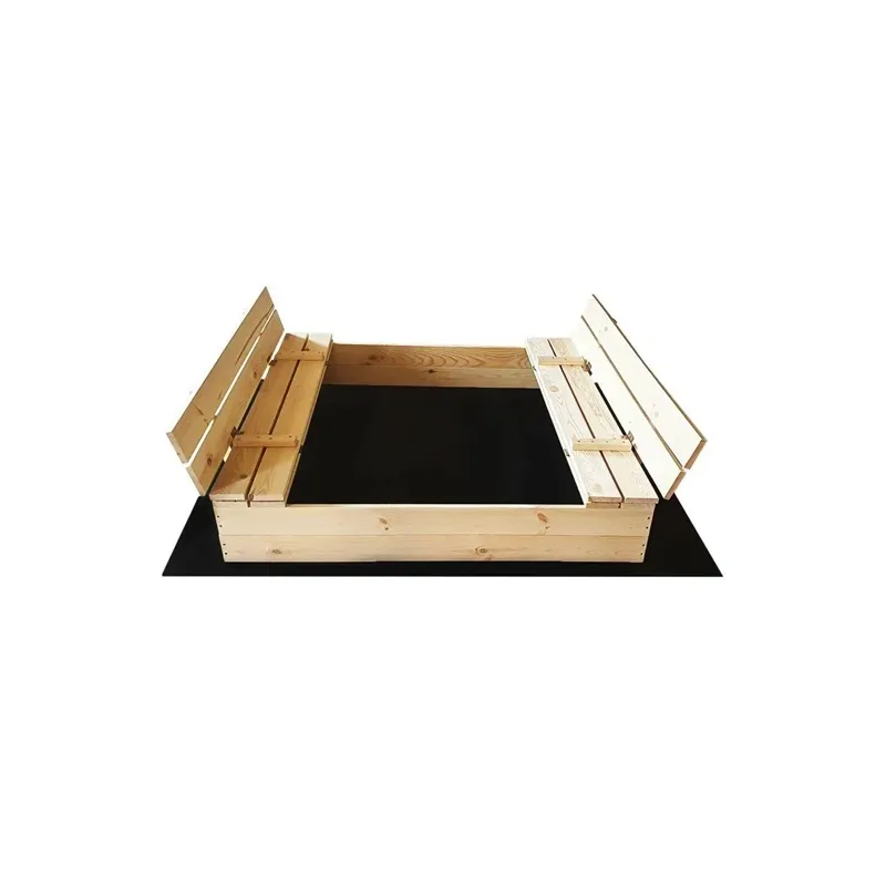 Smėlio dėžė. 140 x 140 cm. su dangčiu. ruda