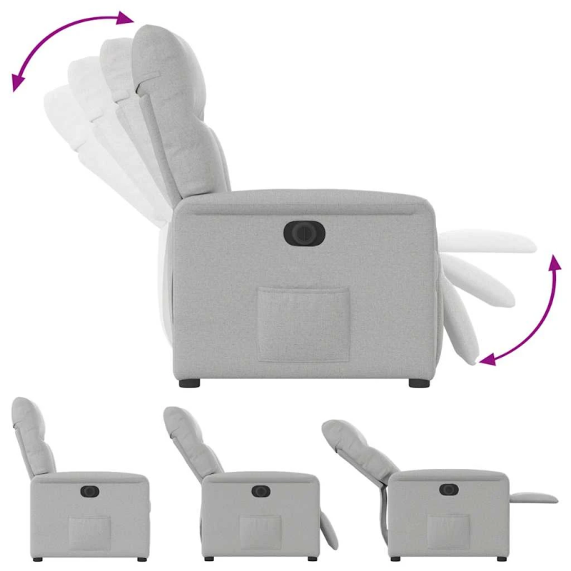 vidaXL elektriskais atpūtas krēsls, mākonis pelēks audums