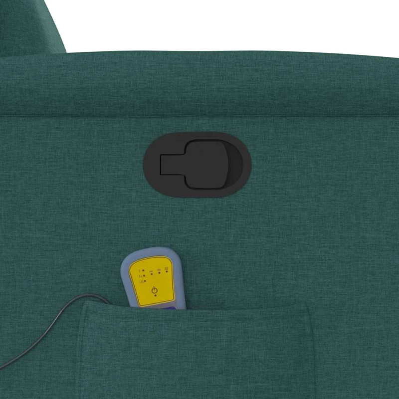 vidaXL masāžas krēsls, paceļams, atgāžams, tumši zaļš audums