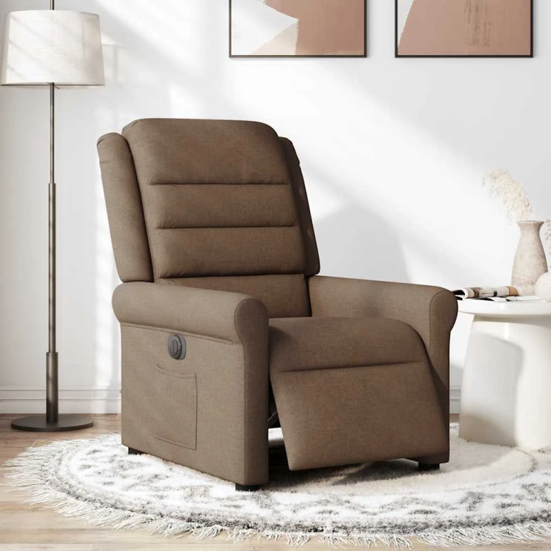 vidaXL elektrisks atpūtas krēsls, atgāžams, brūns audums