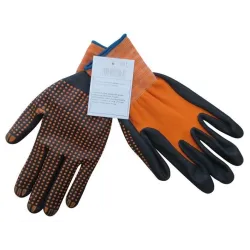 Pirštinės gumotos Haushalt. nitrilas. juoda-oranžinė. XL