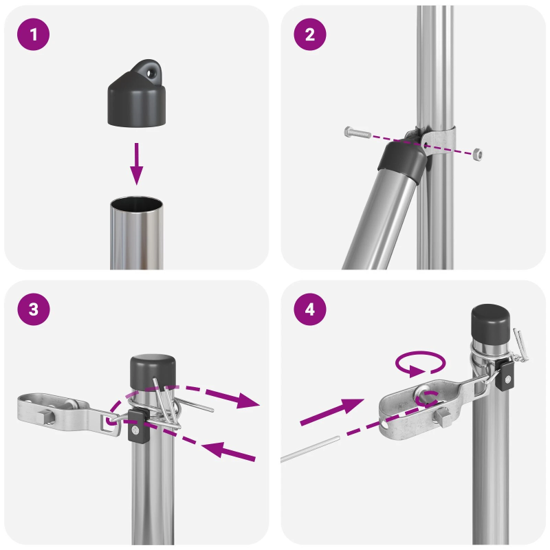 vidaXL Žoga āķis 52 pcs Pelēka 3,2 x 3,2 x 190 cm