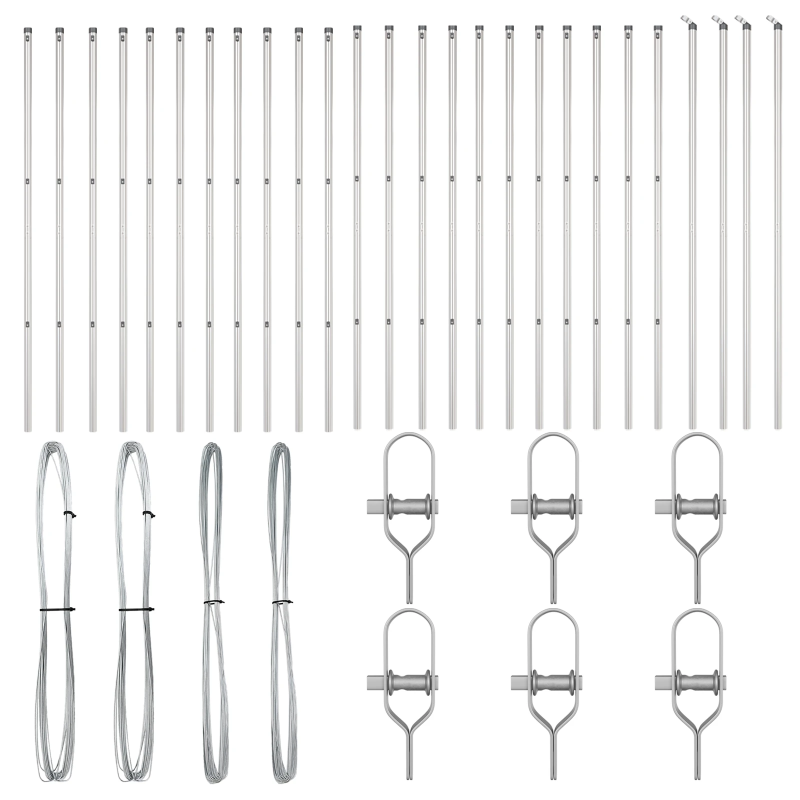 vidaXL Žoga āķis 26 pcs Pelēka 3,2 x 3,2 x 200 cm