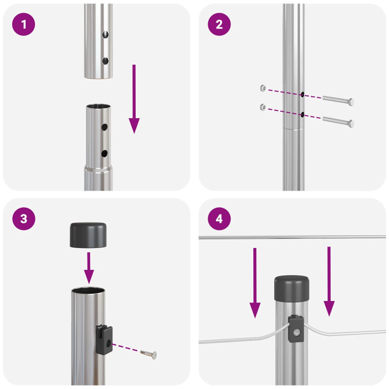 vidaXL Žoga āķis 52 pcs Pelēka 3,2 x 3,2 x 210 cm