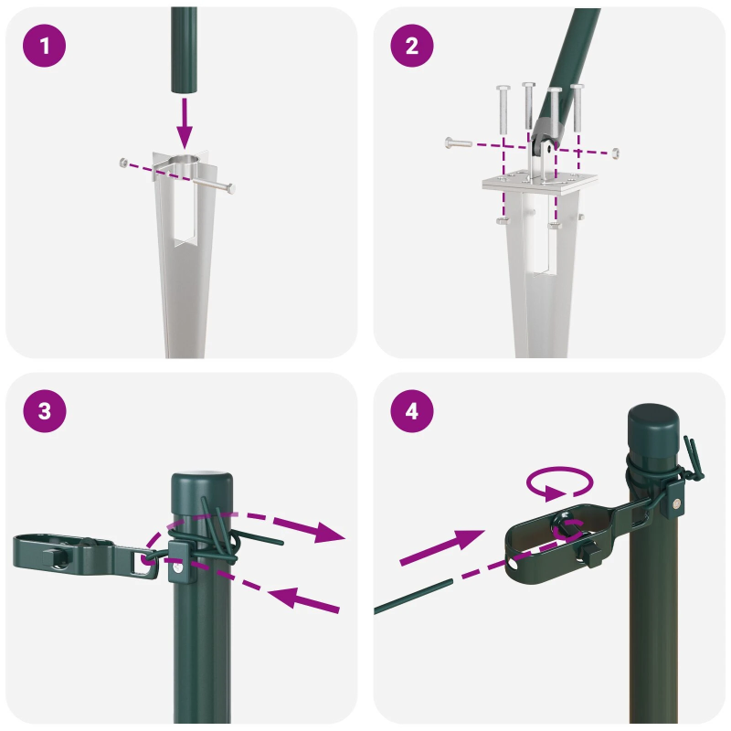 vidaXL Žoga āķis 52 pcs Pelēka 3,2 x 3,2 x 140 cm