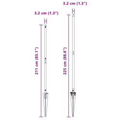 vidaXL Žoga āķis 26 pcs Pelēka 3,2 x 3,2 x 180 cm