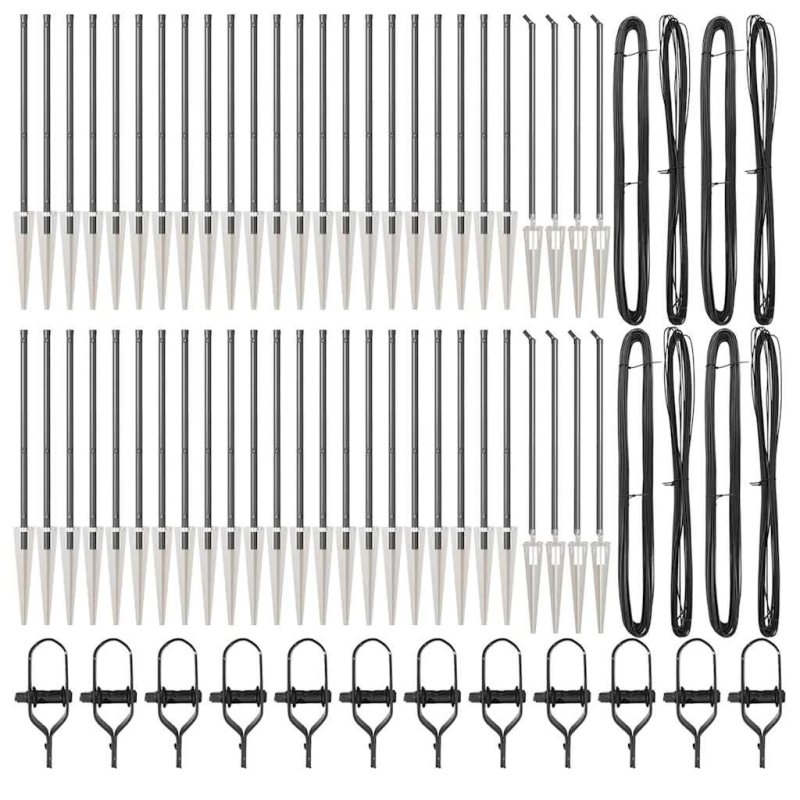 vidaXL Žoga āķis 52 pcs Pelēka 3,2 x 3,2 x 100 cm