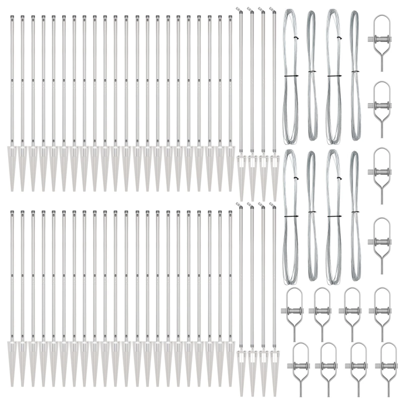 vidaXL Žoga āķis 52 pcs Pelēka 3,2 x 3,2 x 120 cm