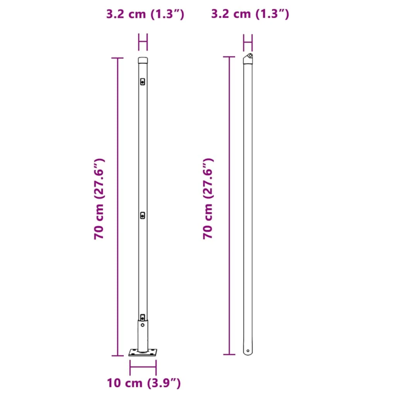 vidaXL Žoga āķis 26 pcs Pelēka 3,2 x 3,2 x 70 cm