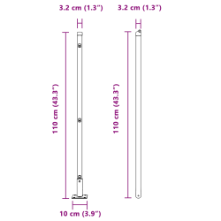 vidaXL Žoga āķis 52 pcs Pelēka Izmērs: 3,2 x 3,2 x 110 cm