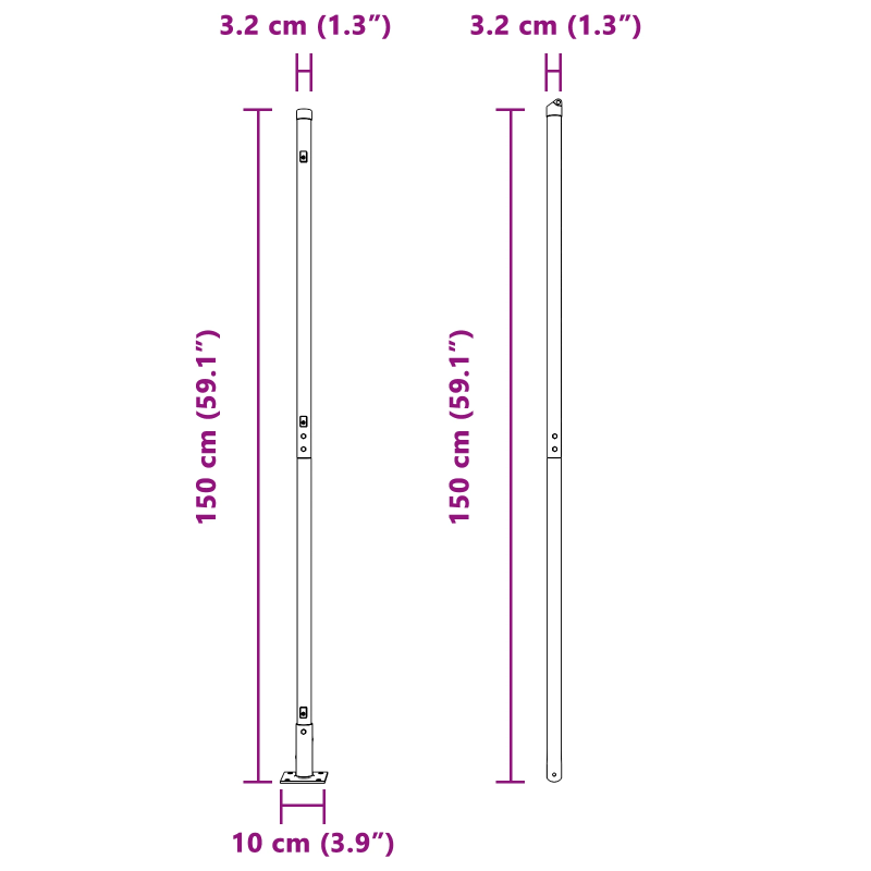 vidaXL Žoga āķis 26 pcs Pelēka 3,2 x 3,2 x 78,5 cm
