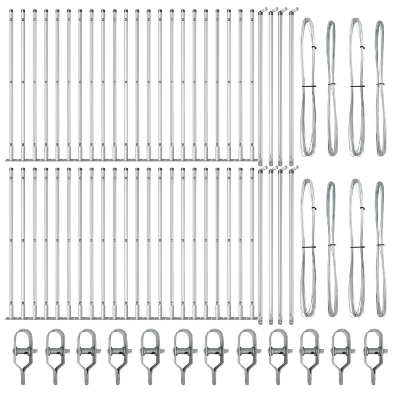 vidaXL Žoga āķis 52 pcs Pelēka 3,2 x 3,2 x 90 cm