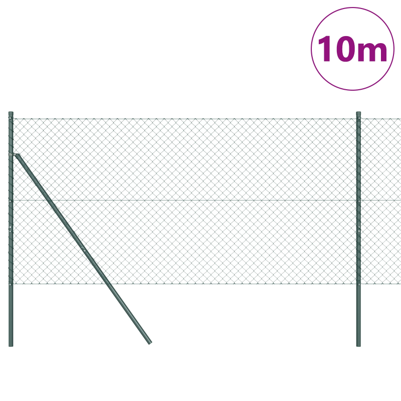 vidaXL Žoga āķis Zaļa 10 x 1,4 m ,40 x 40 mm siets, Tērauds un PVC