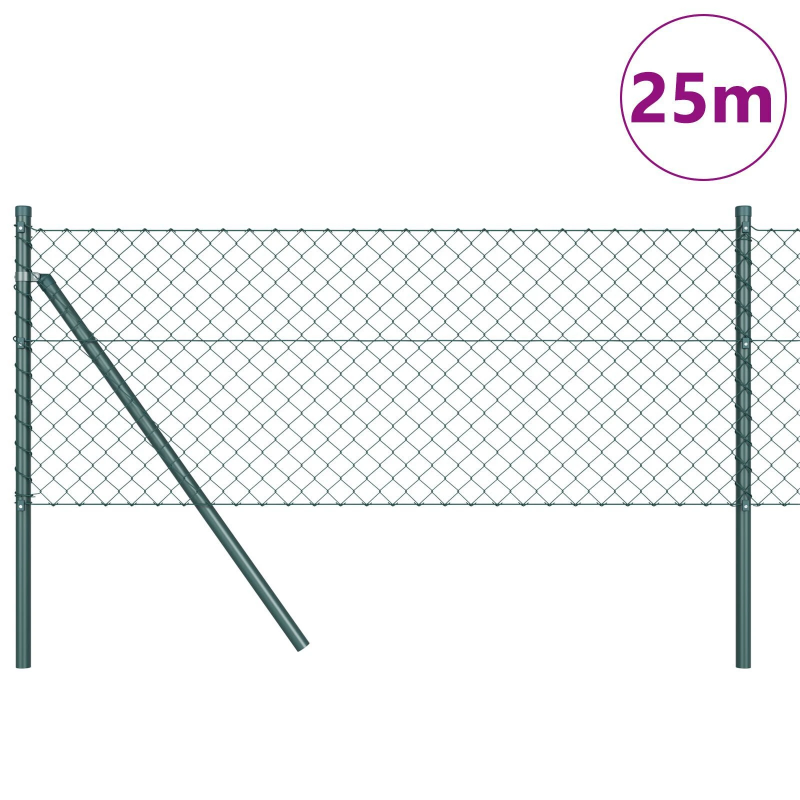 vidaXL Žoga āķis Zaļa 25 x 0,8 m ,40 x 40 mm sieta, Tērauds un PVC