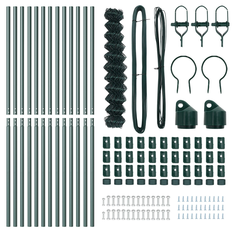 vidaXL Žoga āķis Zaļa 25 x 1,4 m ,60 x 60 mm siets, Tērauds un PVC