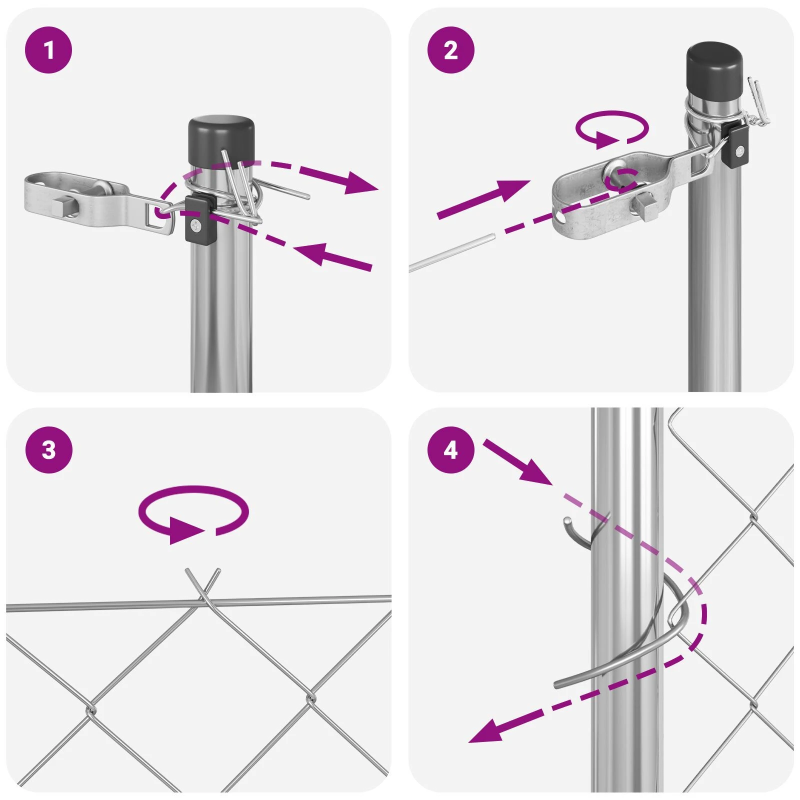 vidaXL Žoga āķis Sudraba 10 x 0,6 m ,40 x 40 mm acu, Tērauds