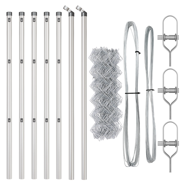 vidaXL Žoga āķis Sudraba 10 x 0,6 m ,40 x 40 mm acu, Tērauds
