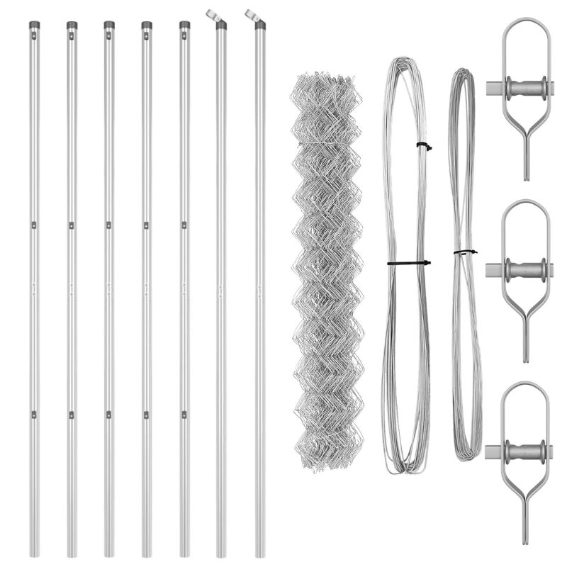 vidaXL Žoga āķis Sudraba 10 x 1 m ,40 x 40 mm siets, Tērauds
