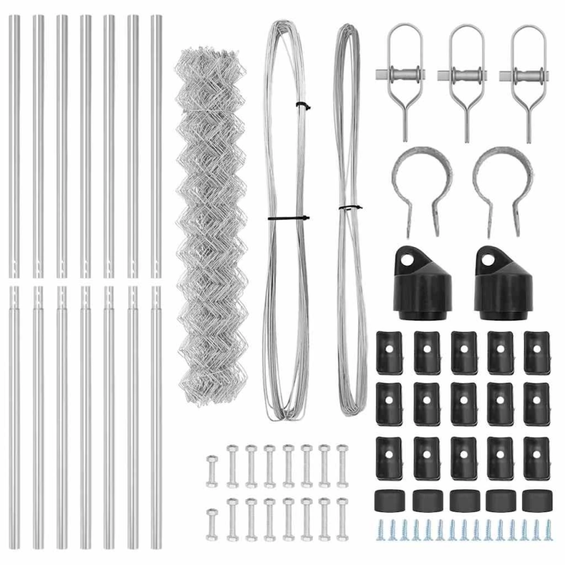 vidaXL Žoga āķis Sudraba 10 x 1 m ,60 x 60 mm acu platums, Tērauds