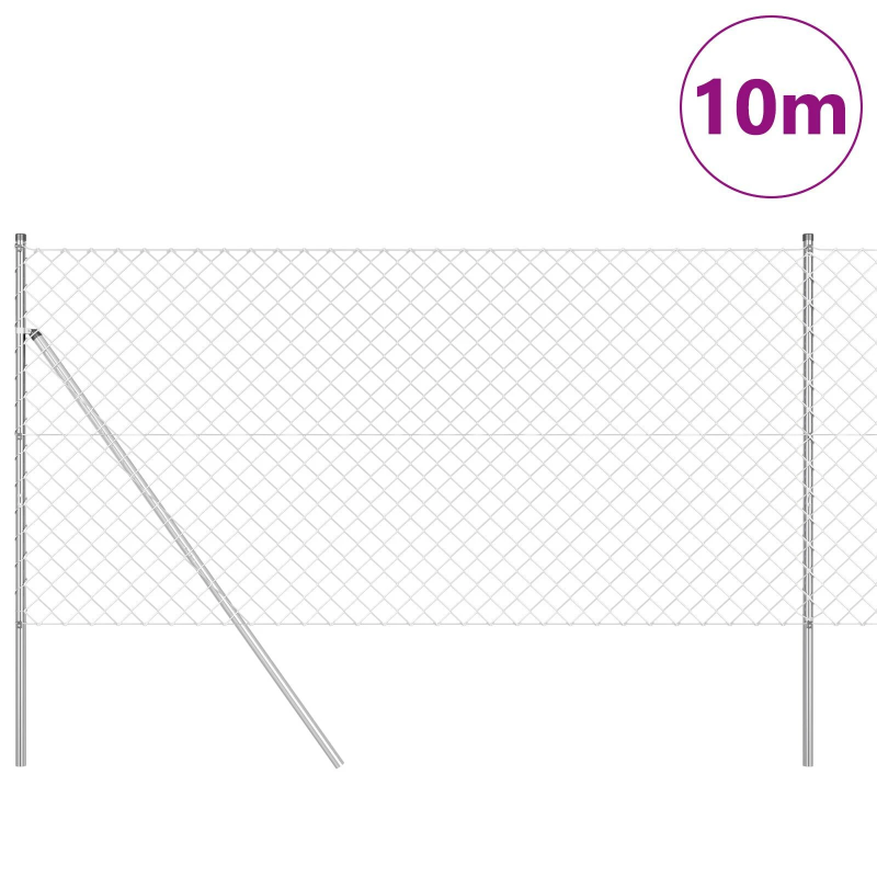 vidaXL Žoga āķis Sudraba 10 x 1,2 m ,60 x 60 mm siets, Tērauds