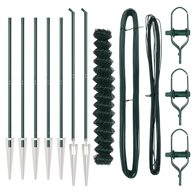 vidaXL Žoga āķis Zaļa 10 x 1,6 m ,40 x 40 mm acs, Tērauds un PVC