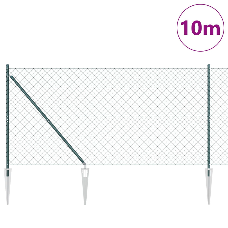 vidaXL Žoga āķis Zaļa 10 x 1,4 m ,60 x 60 mm siets, Tērauds un PVC