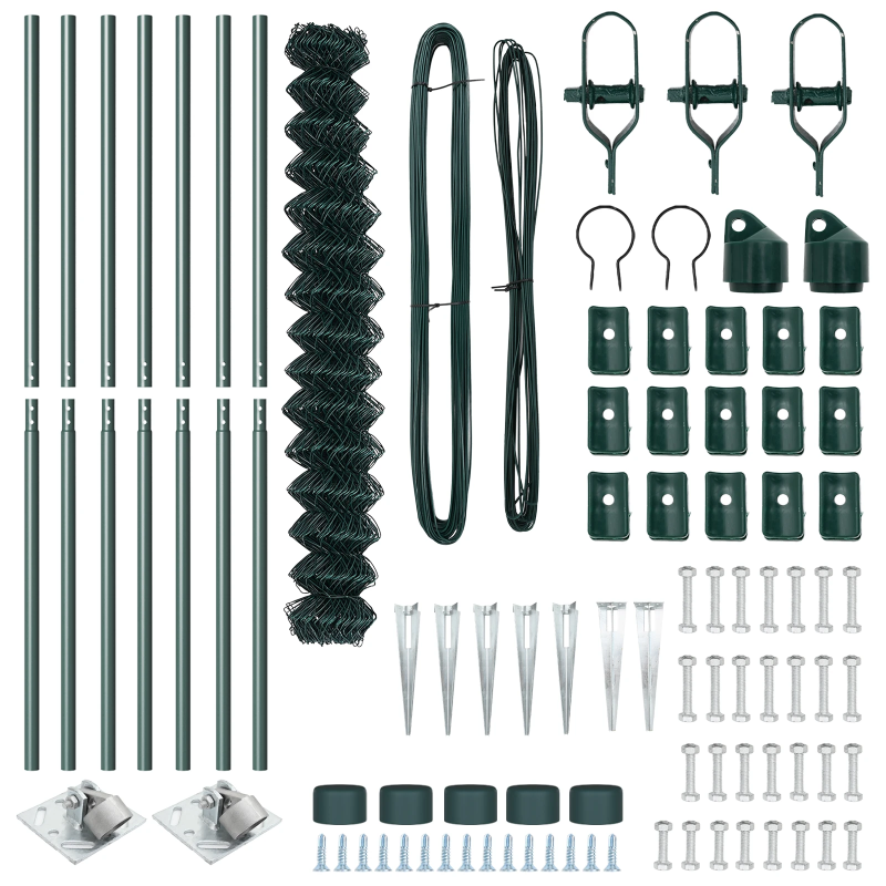 vidaXL Žoga āķis Zaļa 10 x 1,5 m ,60 x 60 mm acs, Tērauds un PVC