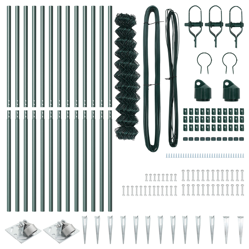 vidaXL Žoga āķis Zaļa 25 x 1,4 m ,60 x 60 mm siets, Tērauds un PVC