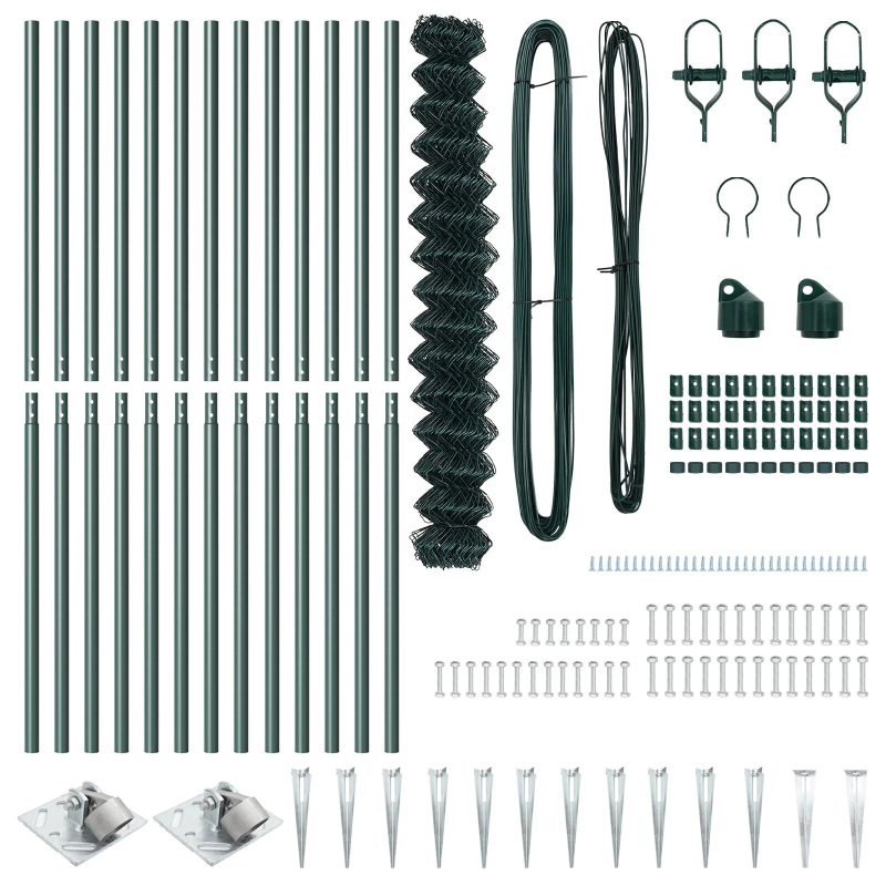vidaXL Žoga āķis Zaļa 1,5 x 25 m ,60 x 60 mm acu, Tērauds