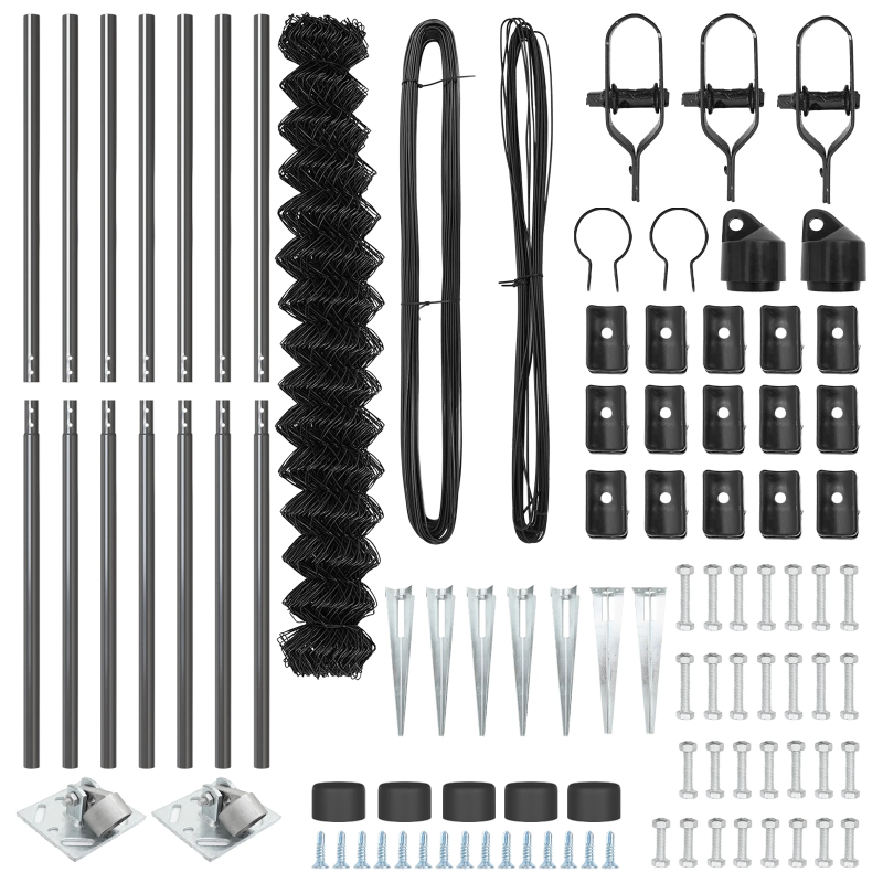 vidaXL Žoga āķis Pelēka 10 x 1,5 m ,40 x 40 mm acu, Tērauds un PVC