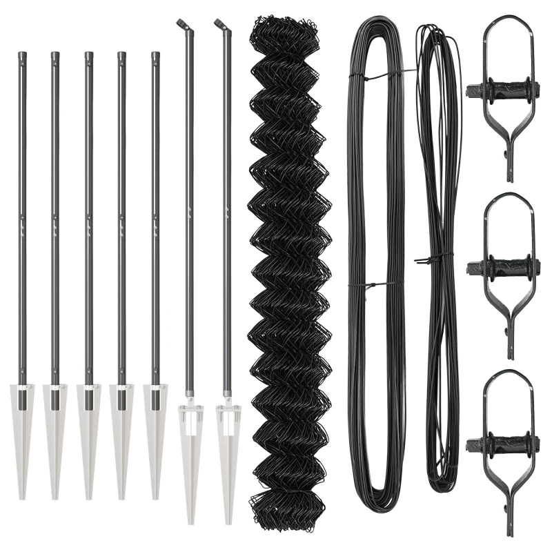 vidaXL Žoga āķis Pelēka 10 x 1,6 m ,40 x 40 mm acs, Tērauds un PVC