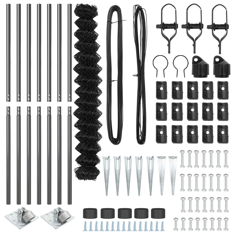 vidaXL Žoga āķis Pelēka 10 x 1,6 m ,40 x 40 mm acs, Tērauds un PVC