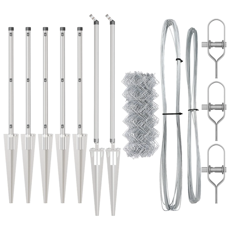 vidaXL Žoga āķis Sudraba 10 x 1 m ,40 x 40 mm siets, Tērauds