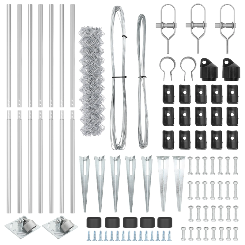 vidaXL Žoga āķis Sudraba 10 x 1,4 m ,60 x 60 mm siets, Tērauds