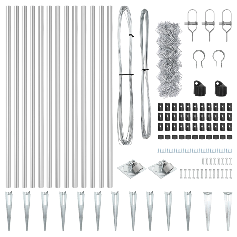 vidaXL Žoga āķis Sudraba 25 x 0,6 m ,60 x 60 mm siets, Tērauds