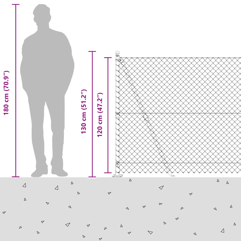 vidaXL Žoga āķis Zaļa 10 x 1,2 m ,40 x 40 mm siets, Tērauds un PVC