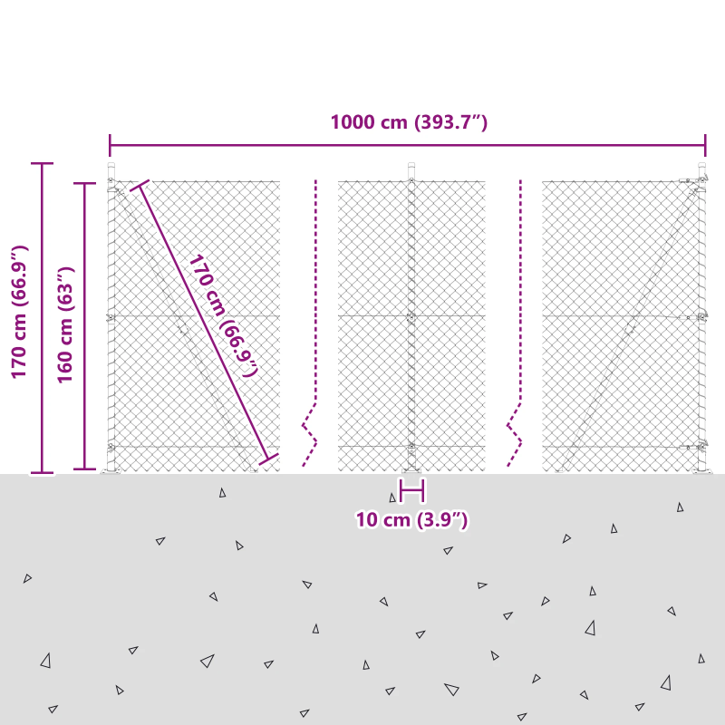vidaXL Žoga āķis Zaļa 10 x 1,6 m ,40 x 40 mm acs, Tērauds un PVC