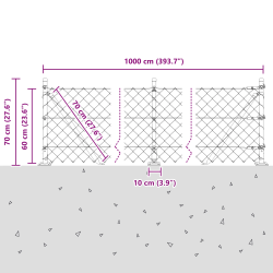 vidaXL Žoga āķis Zaļa 10 x 0,6 m ,60 x 60 mm siets, Tērauds un PVC
