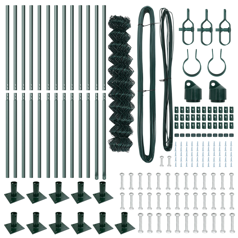 vidaXL Žoga āķis Zaļa 25 x 0,8 m ,40 x 40 mm sieta, Tērauds un PVC