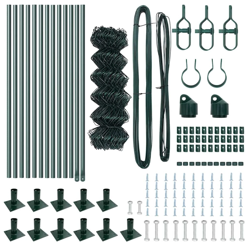 vidaXL Žoga āķis Zaļa 25 x 0,6 m ,60 x 60 mm siets, Tērauds un PVC