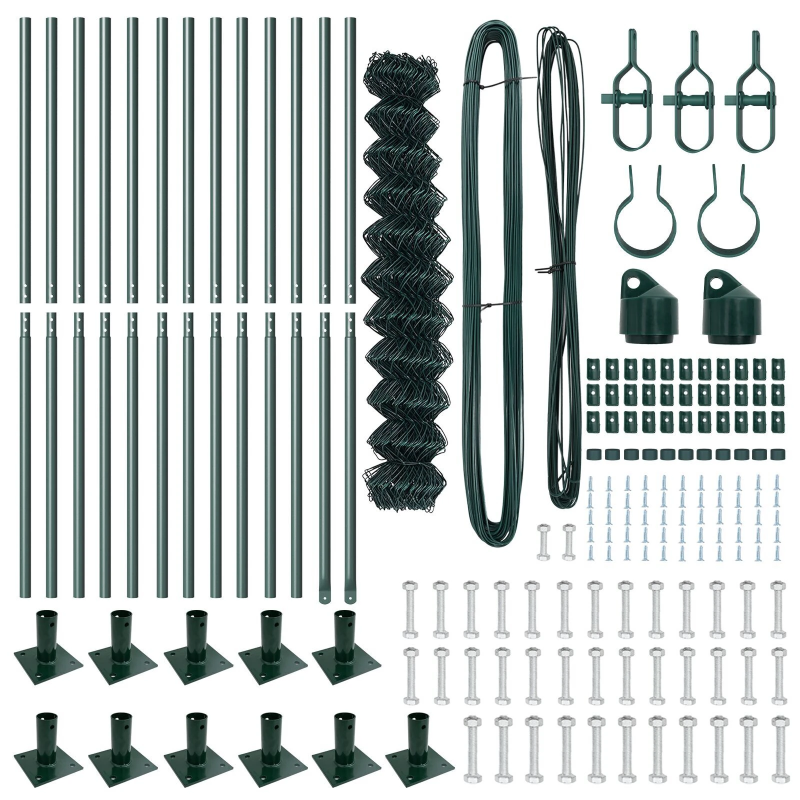 vidaXL Žoga āķis Zaļa 25 x 1,2 m ,60 x 60 mm siets, Tērauds un PVC
