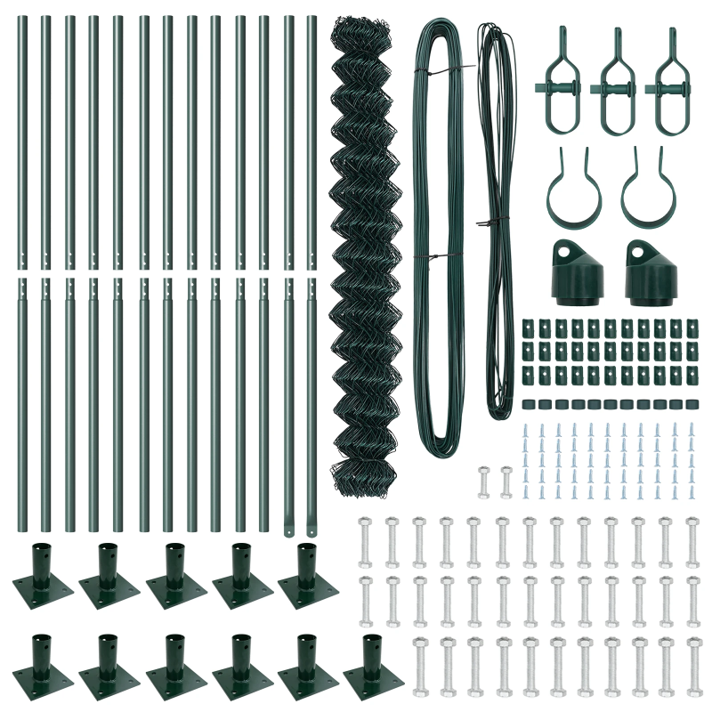 vidaXL Žoga āķis Zaļa 25 x 1,4 m ,60 x 60 mm siets, Tērauds un PVC
