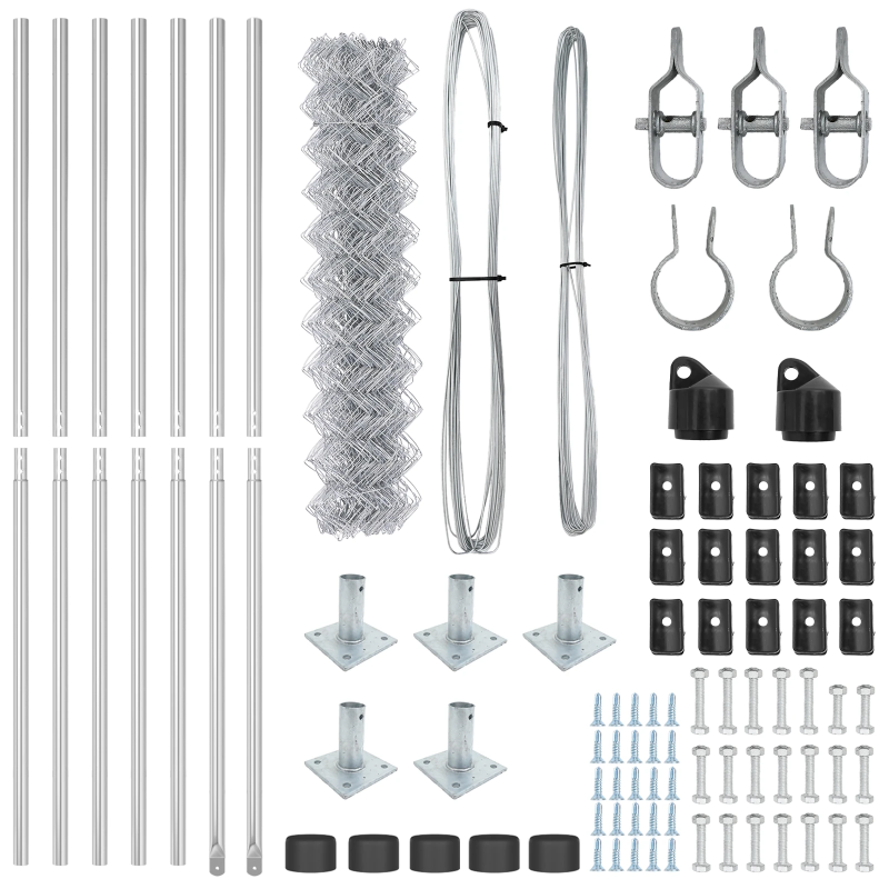 vidaXL Žoga āķis Sudraba 10 x 1 m ,60 x 60 mm acu platums, Tērauds