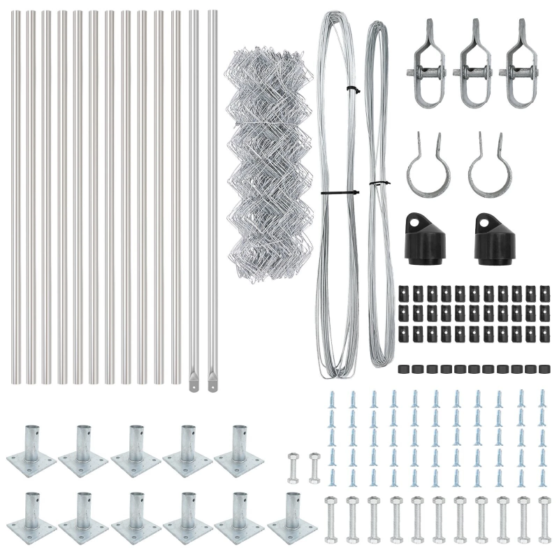 vidaXL Žoga āķis Sudraba 25 x 0,6 m ,40 x 40 mm acs, Tērauds