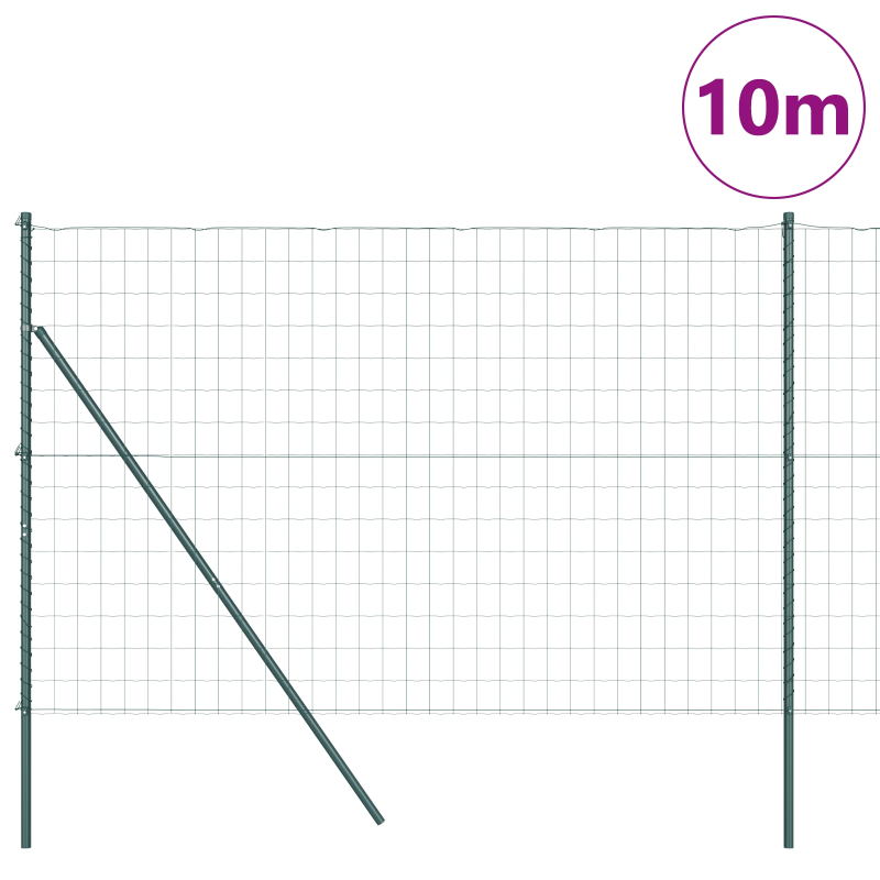 vidaXL Žogs ar stabu Zaļa 1,6 x 10 m Tērauds un PVC