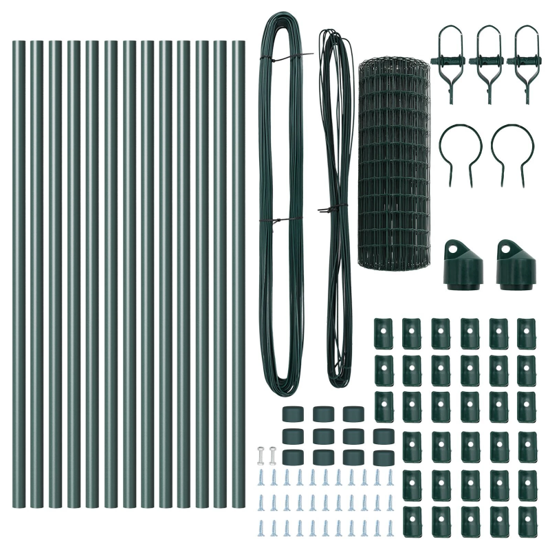 vidaXL Žogs ar stabu Zaļa 0,4 x 25 m Tērauds un PVC