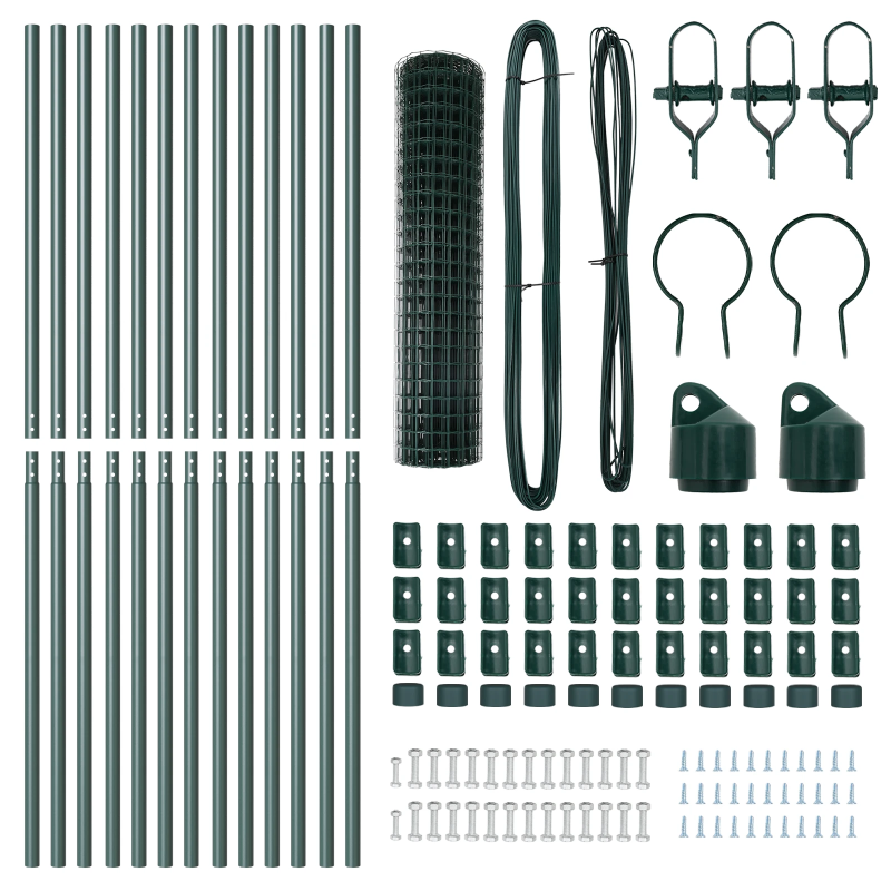 vidaXL Žogs ar stabu Zaļa 1 x 25 m Tērauds un PVC