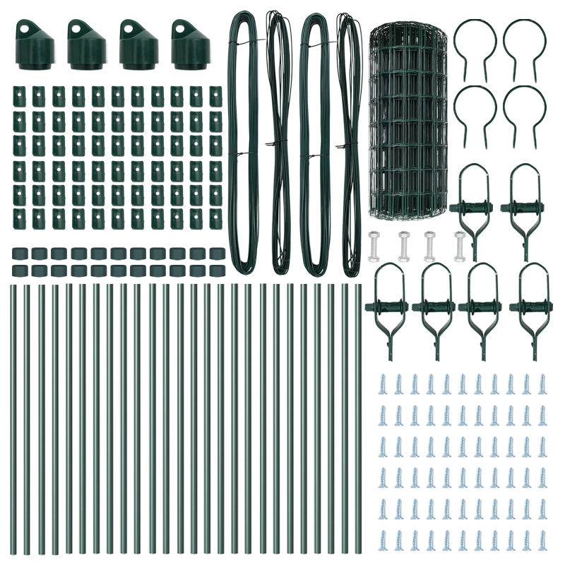 vidaXL Žogs ar stabu Zaļa 0,6 x 50 m Tērauds un PVC