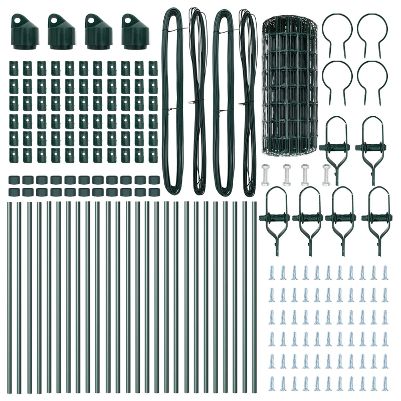 vidaXL Žogs ar stabu Zaļa 0,6 x 50 m Tērauds un PVC