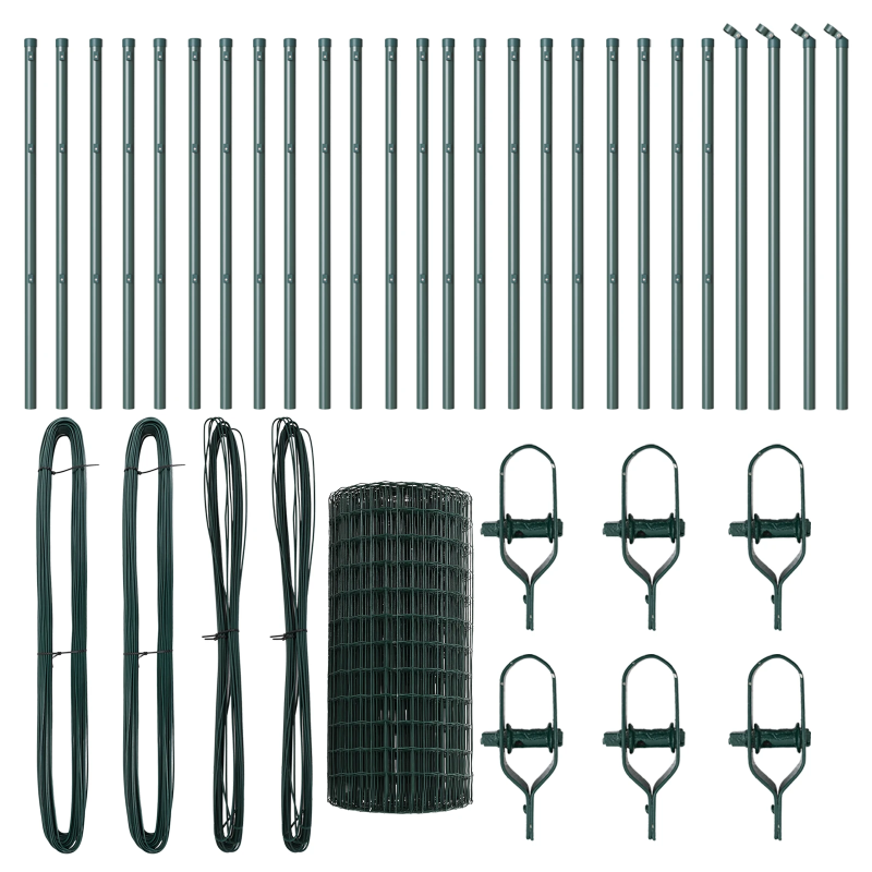 vidaXL Žogs ar stabu Zaļa 0,4 x 50 m Tērauds un PVC